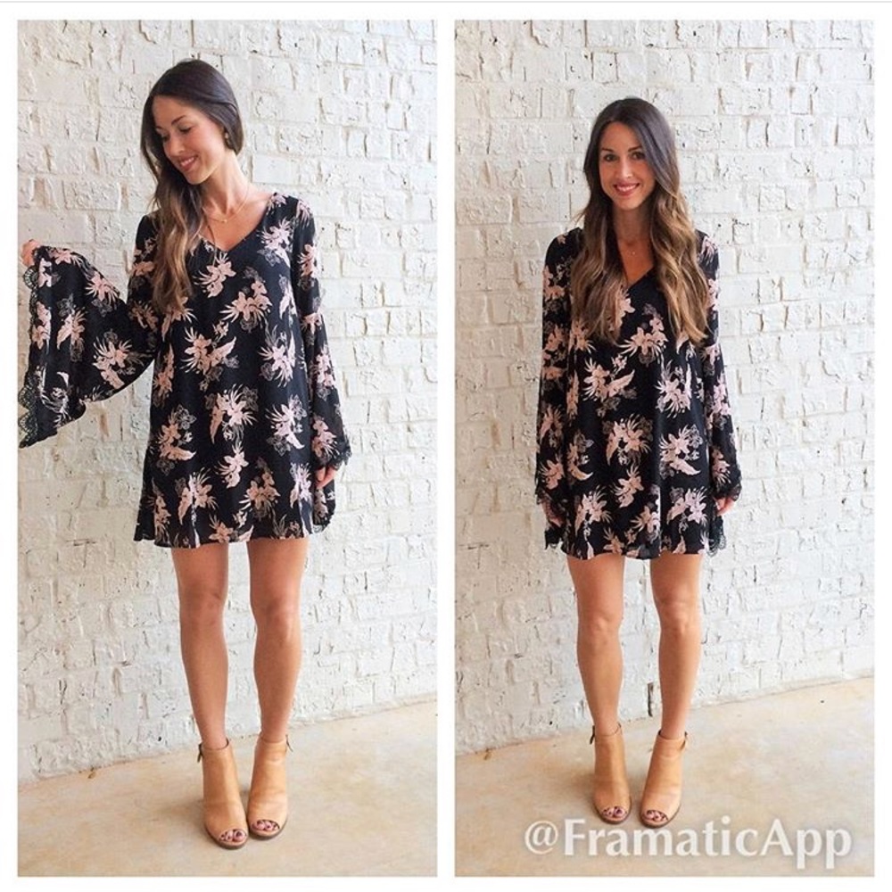 Floral Bell-Sleeve Dress